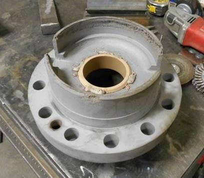Stuffing Box and Bushings Damage Found: The stuffing box extension exibited wear