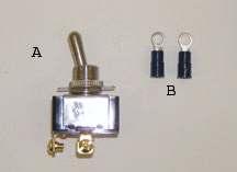 Check Valve (green/black) (D) 2 Hose clamps (E) 1 15 amp fuse (F) 5 Blue scotch-lock tap-in
