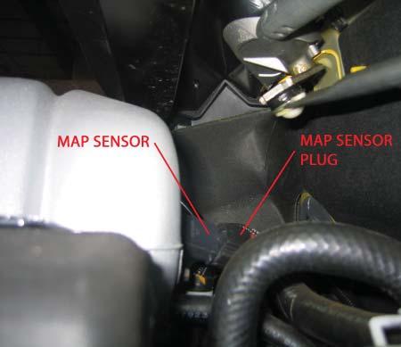 Fuel System and Tuning Map Sensor (6.1L Models) 1 Remove the factory MAP sensor located on the back side of the intake manifold.