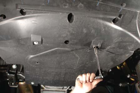 Replace the forward splash shield using the OEM fasteners. 190.