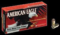 155 Reduced Hazard Training 1130 American Eagle Indoor Range Training Bullet is encapsulated in copper for reduced lead exposure and safer training Toxic-Metal Free primer Ballistic equivalent of