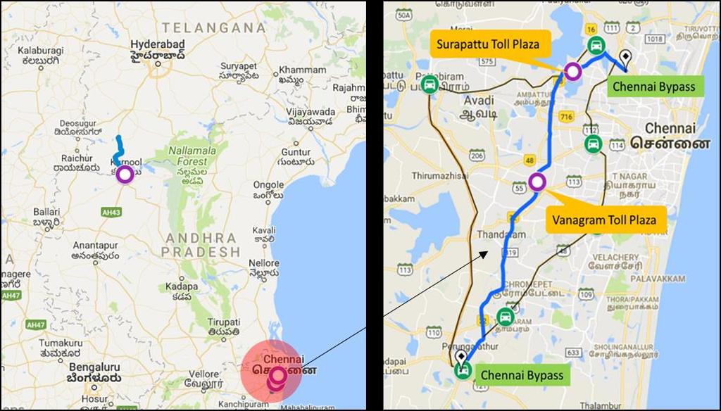 Chennai bypass (Old NH4 & NH45) in the state of