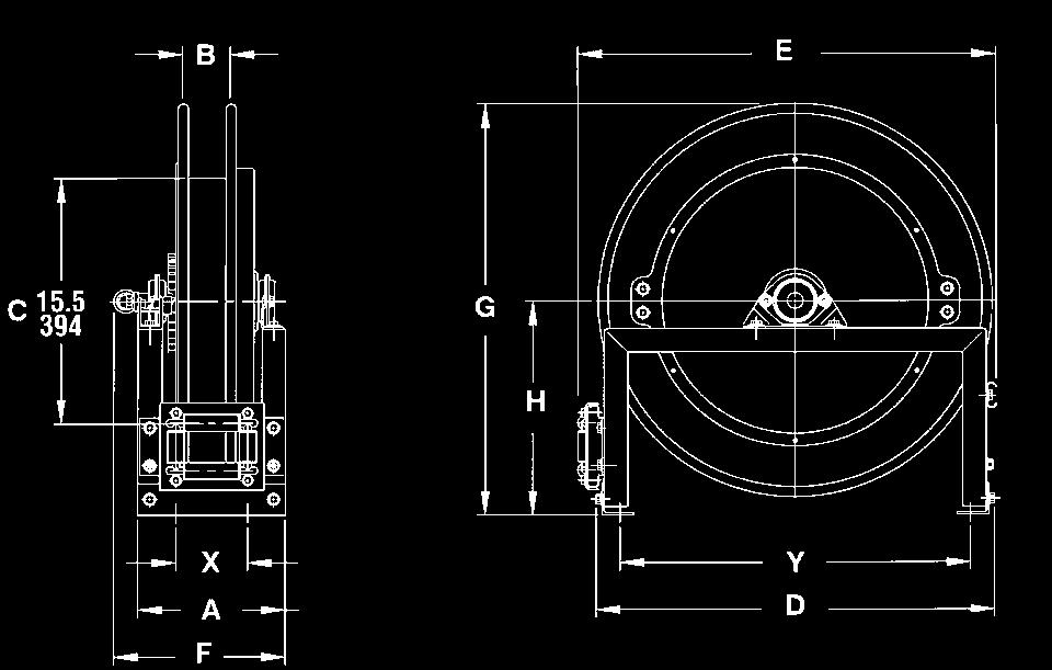 SWCR Parts Drawing ISO 94, and WCR Parts Drawing ISO 188 Model Cable Capacity of Reel Approx. Weight Standard Reel Dimensions*** Number feet Crank/Spring Roller inches m. Rewind 3 Assy mm. lb. kg.