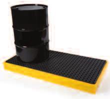 themselves or stood on a spill pallet or drip tray with sufficient capacity to contain either 110% of the contents of the largest container or