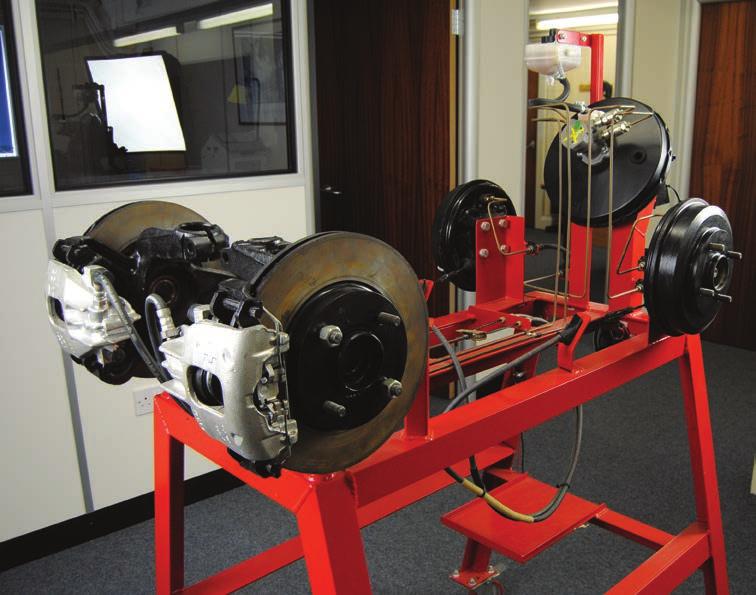 The trainer is designed to allow access to disc and drum brake components, as well as providing the opportunity