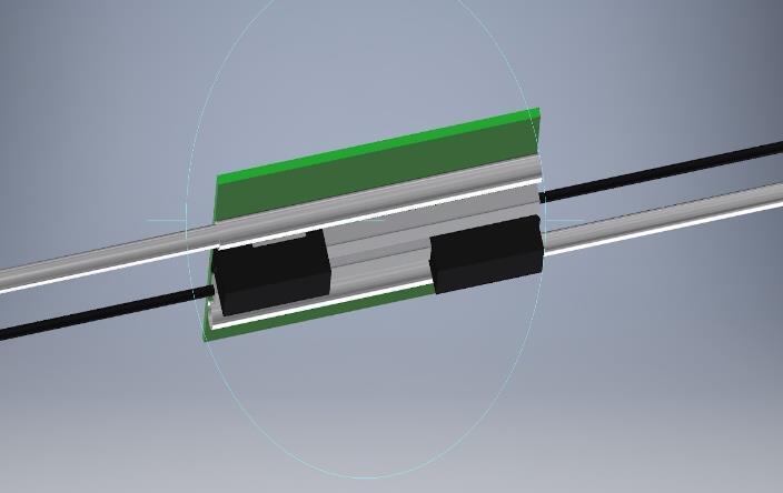 Figure 67: 3D model of base plate and linear actuator (left), constructed