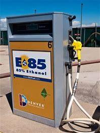 gas station: The yellow handle pump dispenses E85 (85% Ethanol), also called bio-fuel or flex fuel.