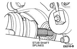 Position lower ball joint into front suspension lower arm. 6. Install and tighten a new front suspension lower arm-to-ball joint nut to 68-92 Nm (50-68 lb-ft). 7.
