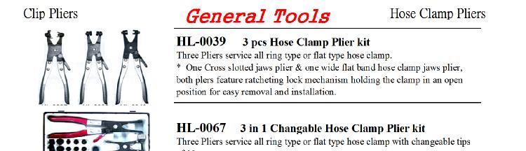 Clip Pliers Hose Clamp Pliers HL-0039 3 pcs Hose Clamp Plier kit Three Pliers service all ring type or flat type hose clamp.