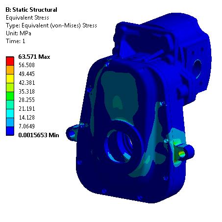 those caused by time varying loads. 5.1.1. Stress The equivalent von-misses stresses are obtained for Gray cast iron material from the ANSYS.