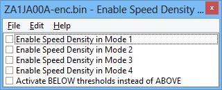 Speed Density Feature** Method of Operation The Speed Density feature is enabled by selecting the checkbox in the Speed Density Enable map.