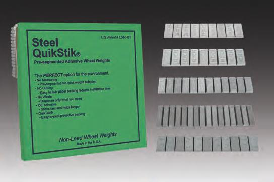 QUIKSTIK Adhesive Wheel Weights Pre-cut and Pre-taped weights no cutting, no precontouring, and no waste. Each segment is stamped with actual weight in ounces and grams.