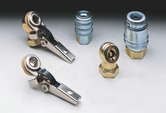 Released when sleeve is pulled back. For use on air-line gauges, ¼ female N.P.T. CLOSED CHECK LOCK-ON AIR CHUCK securely locks onto valve when pushed forward. Released when sleeve is pulled back.