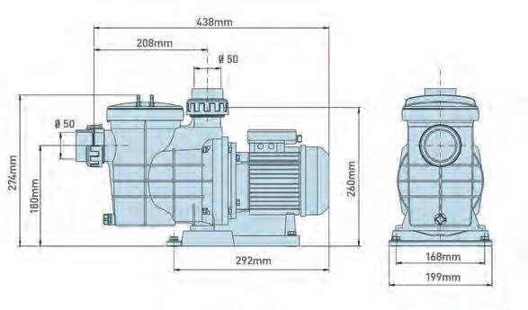 napajanje 230V - 50Hz VISINA DOBAVE H PROTOK m 3 Model Nazivni napon Usis - tlak Snaga Duljina A Šifra New MP5M 230 V 50 / 50mm 0,20 kw