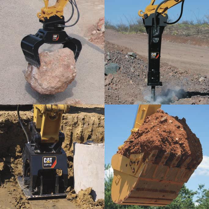 excavator into a versatile material handling machine Grapples choose from a large variety of grapples that best suit your application Vibratory Plate Compactors provide superior compaction force in a