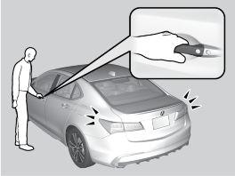 Grab the front passenger s door handle or rear *1 door handle to unlock all the doors and the trunk.