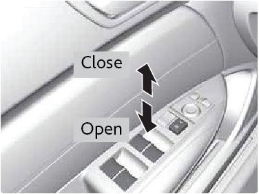 Power Window Operation The power windows can be opened and closed by using the switches on the doors when the vehicle is on.
