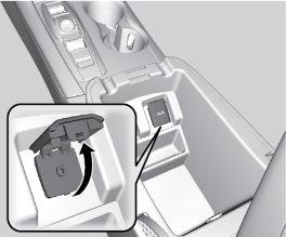 Open the lid in the front pocket to access the socket. An additional power socket is located in the center console *1. USB Port Connect a USB device, such as a flash drive, ipod or iphone.