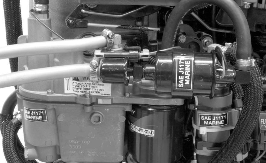 FUEL LINE FILTER MAINTENANCE Replace the fuel filter once a season or every 100 hours of use. a 44568 a - Fuel filter IMPORTANT: Visually inspect for fuel leakage from the filter connections.