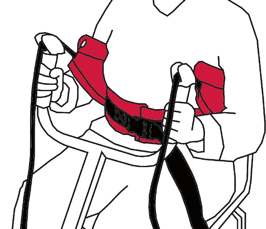 When lifting the patient, the ropes will lock even tighter due to the weight of the patient. The patient should grab and hold the handlebars of the lifting arm if possible.