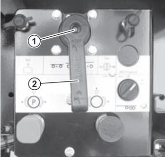 AIR SUSPENSION; Operating console 1 - Up/down valve 2 - Selector lever (shown in "DRIVE" position) The operating console is installed on the left side of the semitrailer In Drive position the air