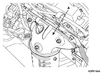 Fig. 144: Locating Heat Protector 6. Remove the exhaust manifold assembly (A). INSTALLATION INTAKE MANIFOLD ASSEMBLY 1.