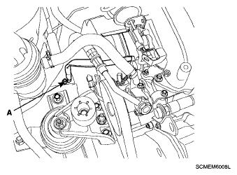 Fig. 264: Locating Bank 1 CMP Sensor Connector 9. Disconnect ground lines (A) from the engine and the transaxle assembly. Fig.