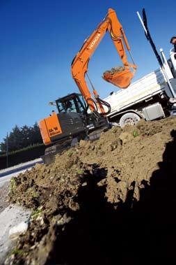 The machine can get the job done thanks to its big digging force and wide workings ranges.