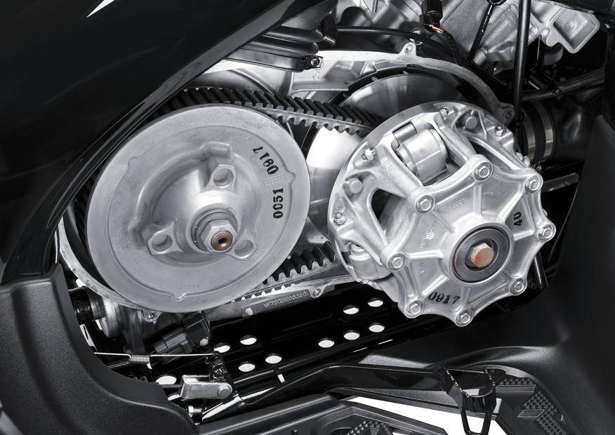 SPORT PERFORMANCE CVT offers very direct feel Front disc brakes * The CVT transmission offers very direct control of the V-Twin s engine response, enabling riders to dial in just the right amount of