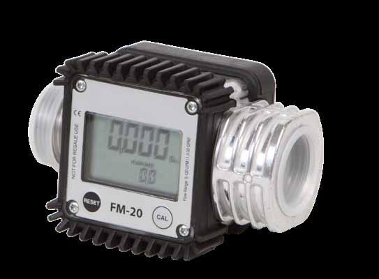 DIGITAL FUEL METER Digital Turbine meter for low viscosity fluids, easy to install in line or for end of the line applications Polyamide Turbine measuring mechanism Electronic Display using two AAA 1.