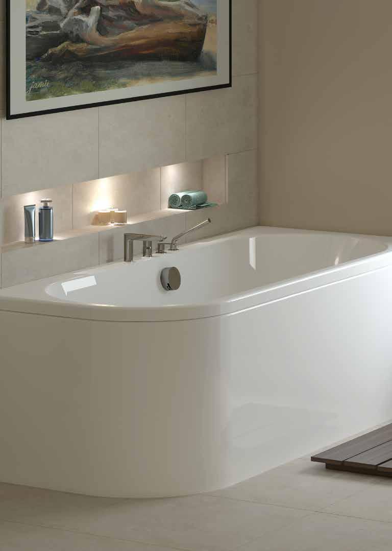 ANGELO Double ended BATHS All baths & panels feature Perma Bianco. Creating a rigid construction and a beautiful finish that will not discolour over time.