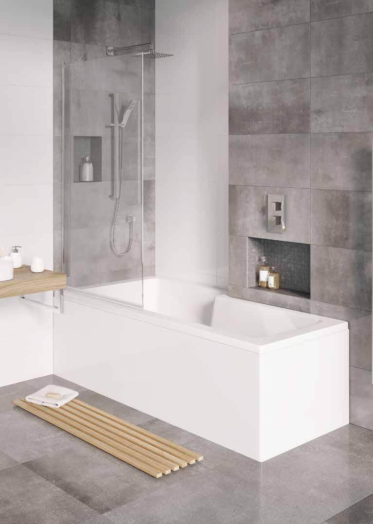 H Showerbath BATHS IH LORENZO All baths & panels feature Perma Bianco. Creating a rigid construction and a beautiful finish that will not discolour over time.