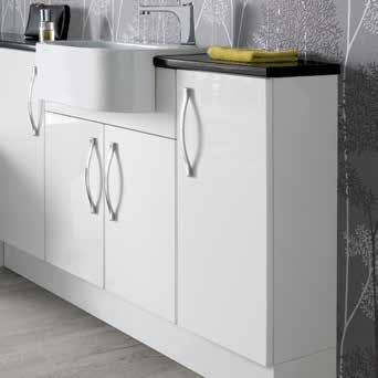 127 FURNITURE MODA GLOSS WHITE Choosing gloss white bathroom furniture is a popular choice as it can be used with many different floor and wall finishes and provides a bright, clean feel to your room.