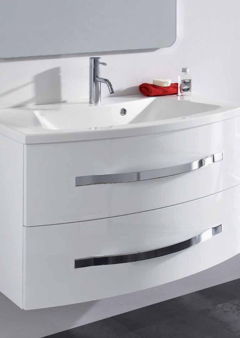 VUE FURNITURE Vue s fabulous high gloss black and white basin cabinets make a stunning centrepiece in the bathroom.
