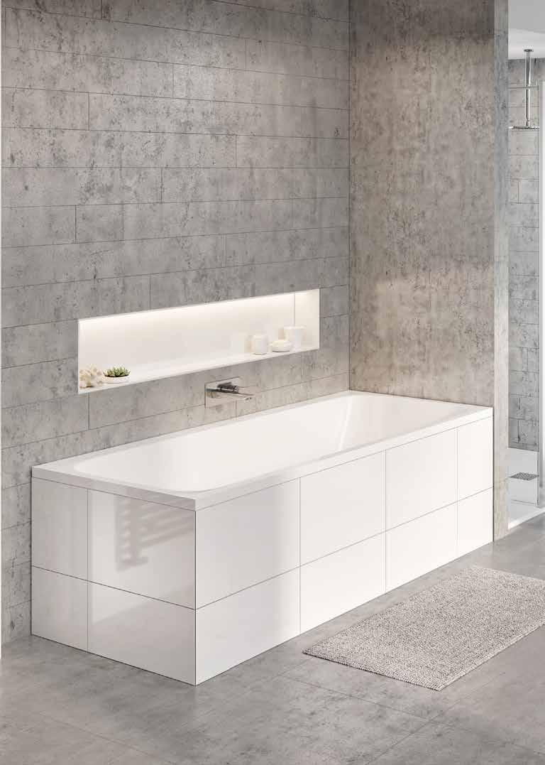 LONDRA Double ended BATHS All baths & panels feature Perma Bianco.