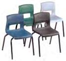 OK391 Armless Stacking Chairs Durable polypropylene shell with a pebbled finish on 3/4" chromed frame Stacks up to 8 high for compact storage Ultra light and stain resistant For use in cafeteria,
