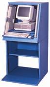 OC533 OPEN PEDESTAL STANDS 32" high, designed to support the desk top unit for stand up operation Blue baked enamel finish Includes: Convenient storage shelf and adjustable leg levellers for uneven