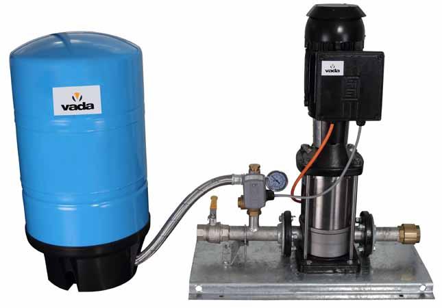 Vada Fixed Speed Pump Sets FIXED SPEED PUMP SETS INCLUDE 304 SS casing, 304 SS impellers, 431 SS shaft Pressure Gauge Coupled to WEG 2 Pole single phase or three phase motor Digital adjustable loss