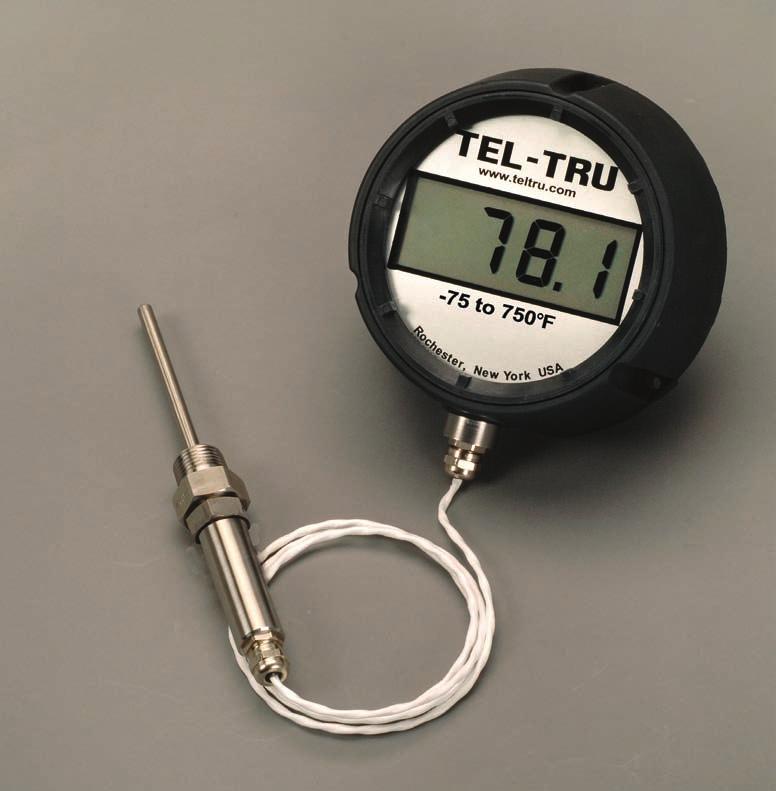 DIGI-TEL INDUSTRIAL REMOTE THERMOMETERS, 4 1 2" CASE The Tel-Tru ND4R Industrial Remote display is protected from volatile materials, high vibration, or other environmental conditions when mounted