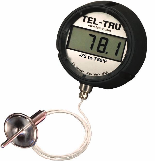 DIGI-TEL SANITARY REMOTE THERMOMETERS, 4 1 2" CASE The Tel-Tru SD4R Sanitary Remote display is protected from volatile materials, high vibration, or other environmental conditions when mounted