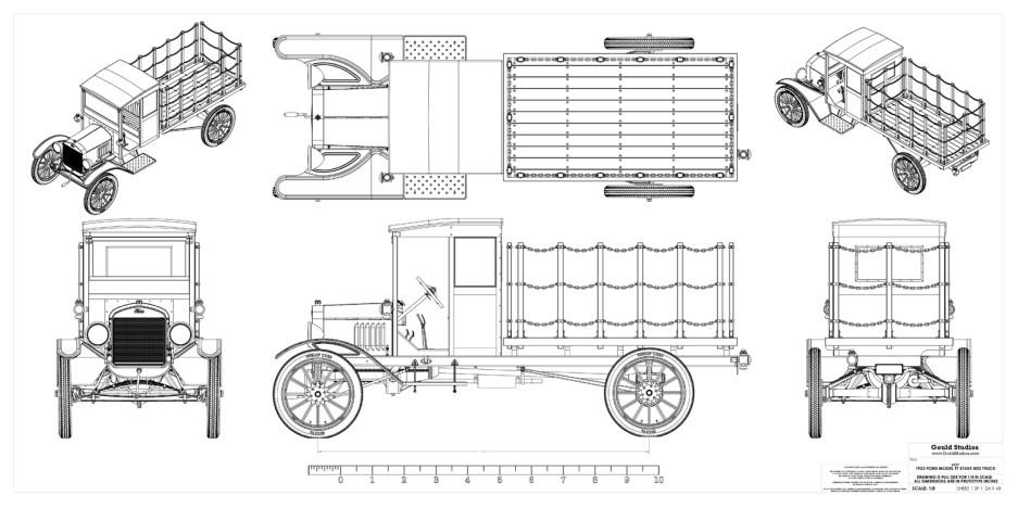 7 1923 Ford TT Chain-Stake Truck 6029 1/8th