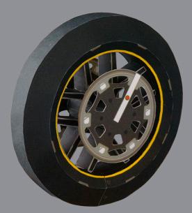 8 Assembling the Front Tire Front Tire Sheet I, 14 parts in total *Glue the completed front wheel to the