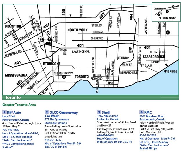 Figure 2: Enbridge Ontario Natural Gas Public Refueling Stations City of Toronto CNG vehicles are fueling at KMC Vehicle Scale and Fuels at 2671 Markham Road.