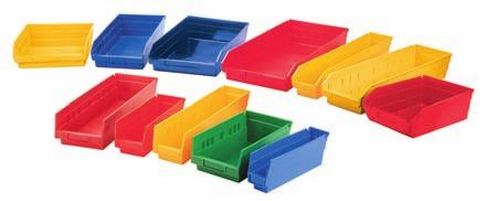 PLASTIC SHELF BINS Economical way to store and display parts and components Durable polypropylene Designed for use on 12", 18" and 24" deep shelving, or vertical storage and retrieval units Shelf