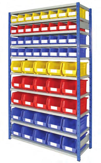 complete as open side and back units 2000mm high with all plastic bins and labels.