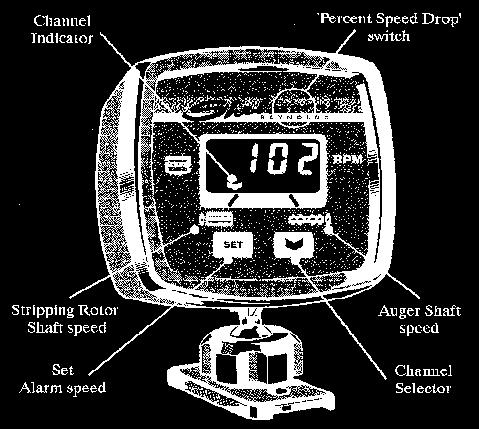 The instrument may be programmed to give an audible and visual warning, if either shaft speed drops below a preset value. The alarm speed may be set either manually or by auto-calibration.