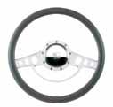 Solid billet steering wheels also feature milled and polished finger notches but do not use a half wrap.