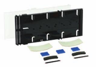 Extra deep tray stores up to 12 mass fusion sleeves (144 fibers).