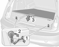 Zasunutie späť do batožinového priestoru Stlačte tlačidlo pod rukoväťou a zasúvajte kryt podlahy, až kým nezapadne do koncovej polohy.
