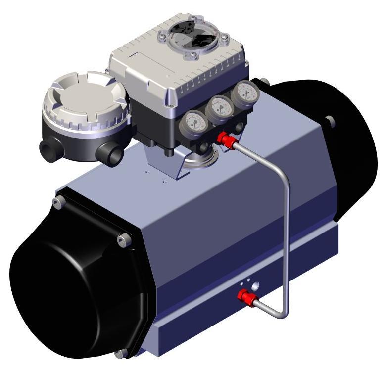 4.4. Pipe Connection with actuator 4.4.1. Single acting actuator RTX 1000R series single acting type is set to use OUT1 port.